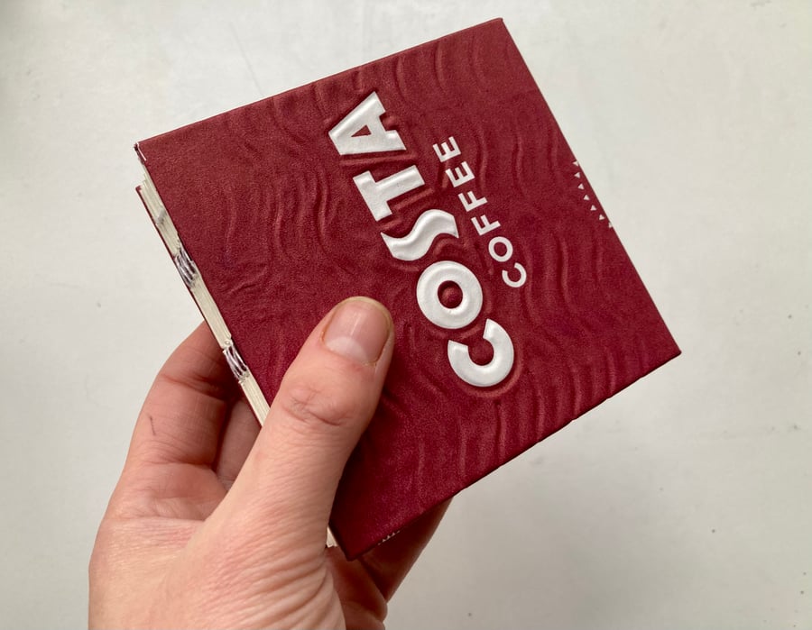 Costa- coffee thoughts -handmade notebook, mini journal, mini scrapbook, recycle