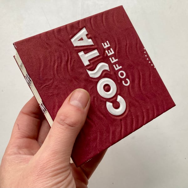 Costa- coffee thoughts -handmade notebook, mini journal, mini scrapbook, recycle
