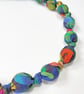 Blue, Green, Orange, Mustard, Pink Liberty Fabric Necklace - Wandering Meadow B - Image 2