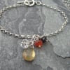 Sterling Silver Bracelet with Citrine and Garnet