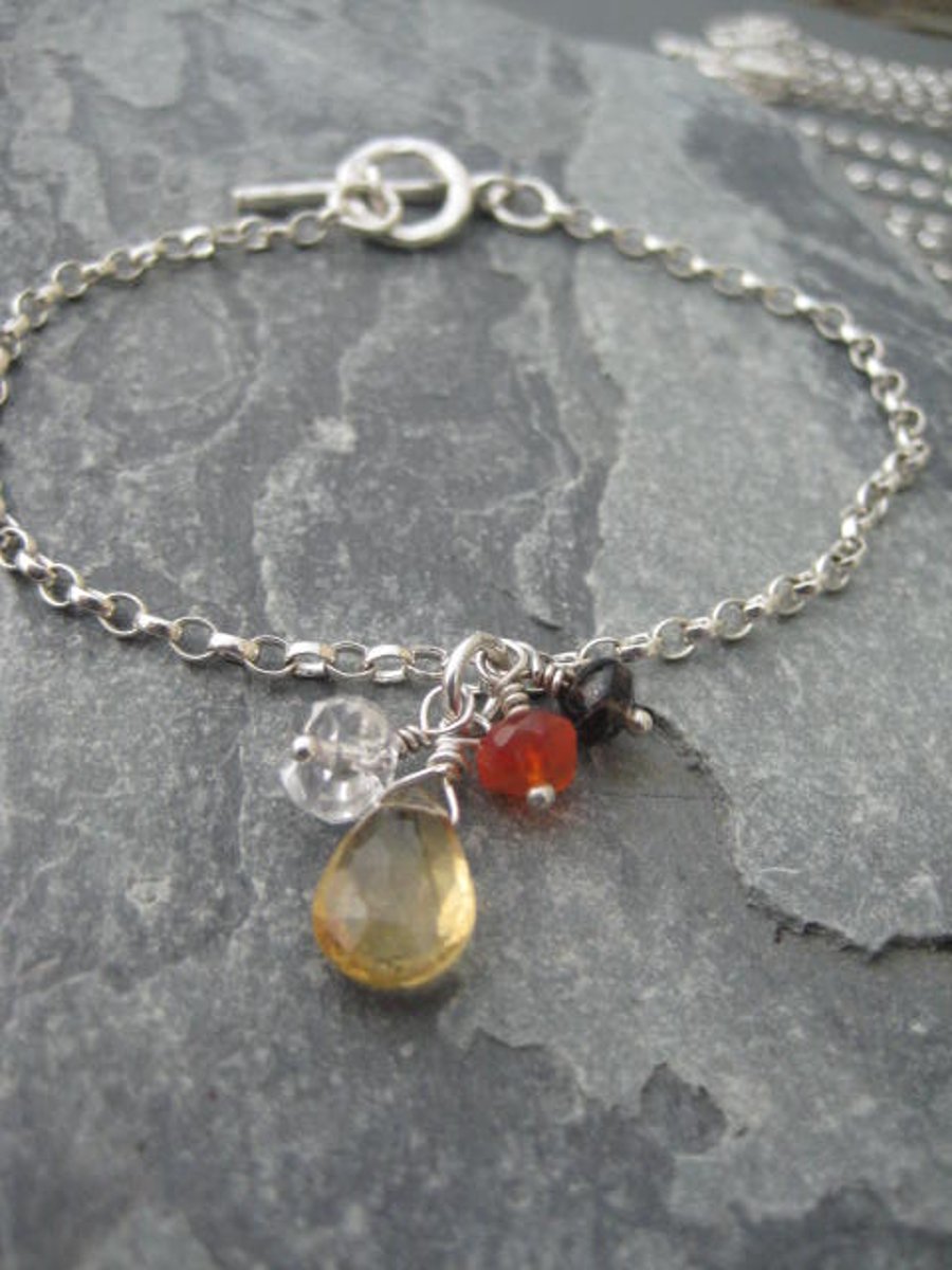 SALE Sterling Silver Bracelet with Citrine 