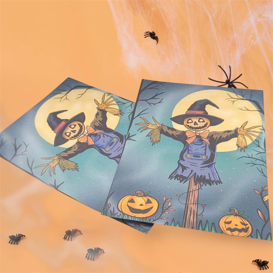 Scarecrow Art Print, Original Illustration, Halloween Holiday Home Decor