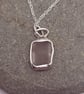Rectangular Icy Seaglass & Sterling Silver Pendant  - Image 3