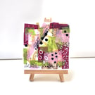 Original work on canvas, Small Abstract Art Painting, Maroon, Pink, green