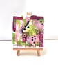 Original work on canvas, Small Abstract Art Painting, Maroon, Pink, green