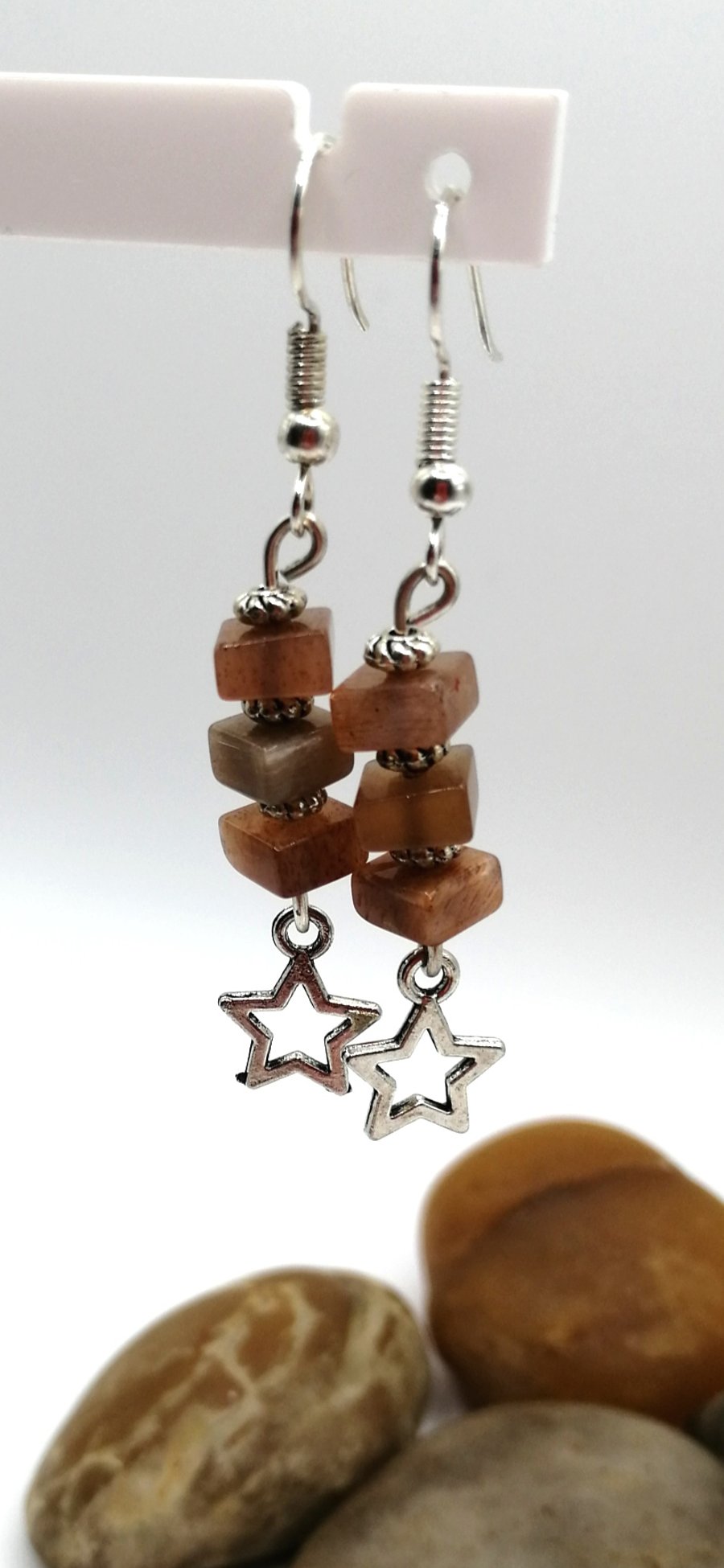 Sunstone and Star Earrings