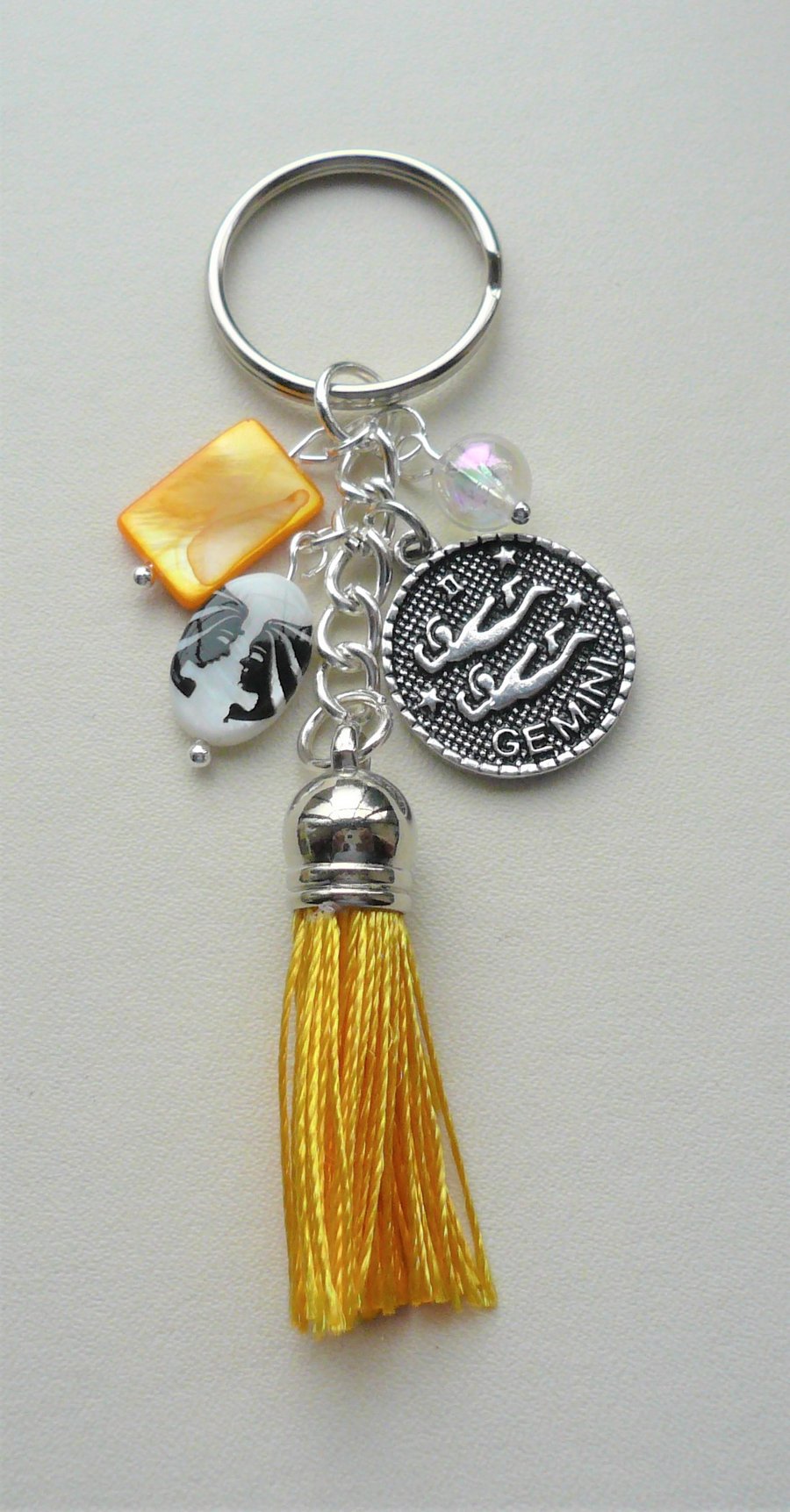 Gemini The Twins Star Sign Zodiac Tassel Keyring or Bag Charm  KCJ2631