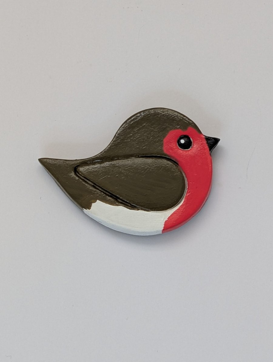 Robin garden bird clay fridge magnet, kitchen gift for a bird lover