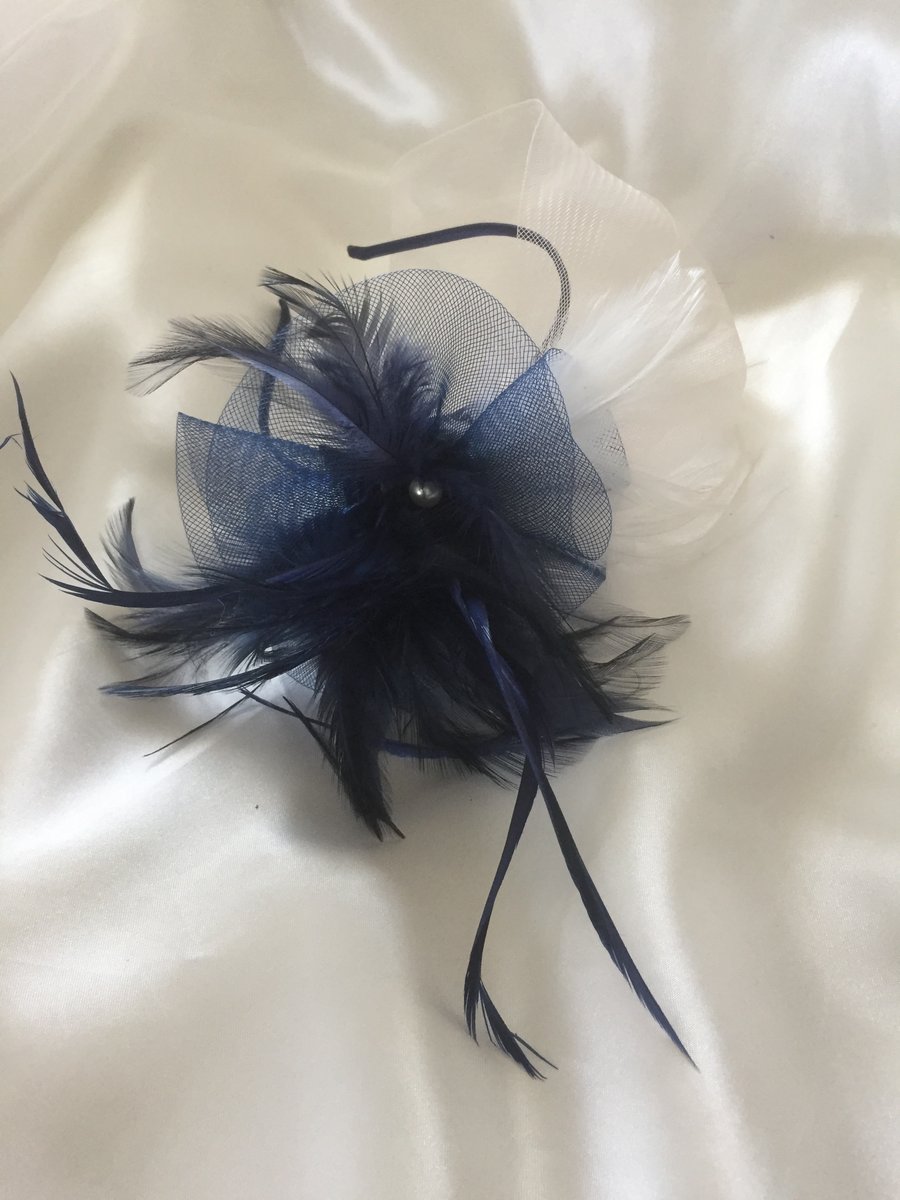 Regatta - Navy Blue & Ivory Fascinator - FREE UK POSTAGE!