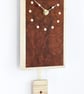 Rectangular Pendulum Wall Clock in burr madrone and sycamore with inlaid dots. - Image 2
