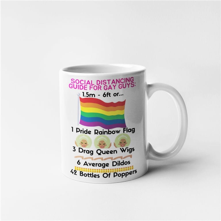 Social Distancing Virus Lockdown Isolating GAY Mug Rude Joke Funny Novelty 