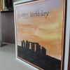 Handmade Stonehenge birthday card 