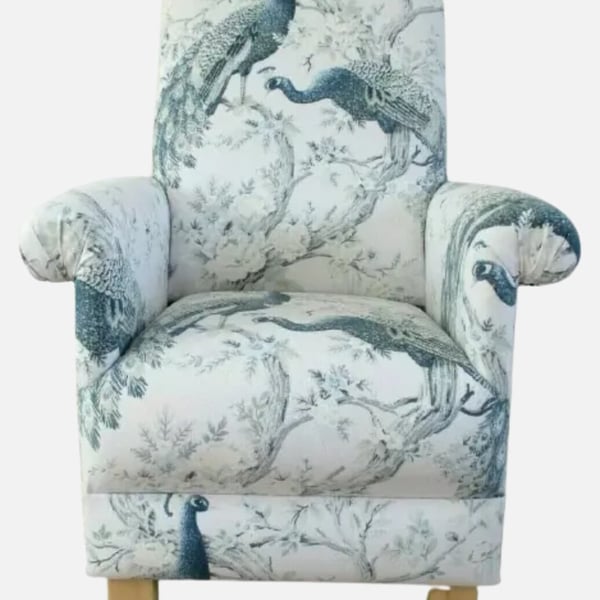 Laura Ashley Belvedere Midnight Blue Fabric Adult Chair Armchair Peacocks Navy