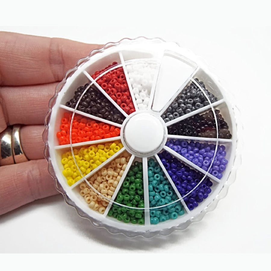 1800 Opaque Miyuki Size 11 Rocaille Seed Beads in a 12 Colour Wheel