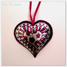 Small Pink metal heart decoration. Hand made.