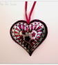 Handmade Small Pink Metal Heart hanging decoration.  - Image 1