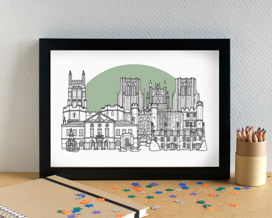Wells Skyline Art Print