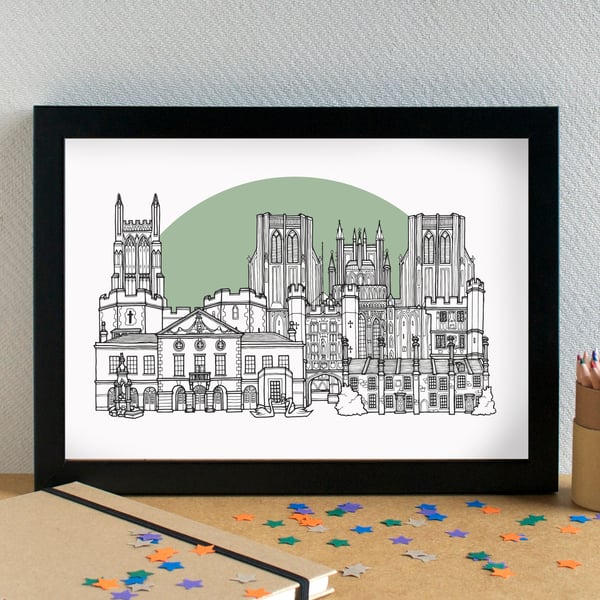 Wells Skyline Art Print
