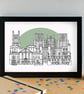 Wells Skyline Art Print - Image 1