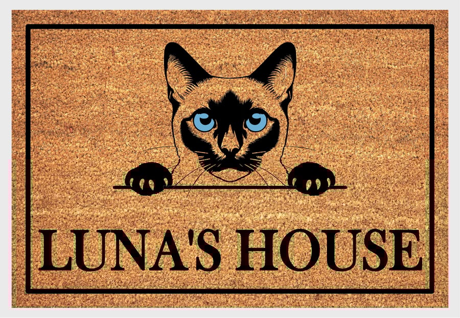 Siamese Cat Door Mat - Personalised Siamese Cat Welcome Mat - 3 Sizes