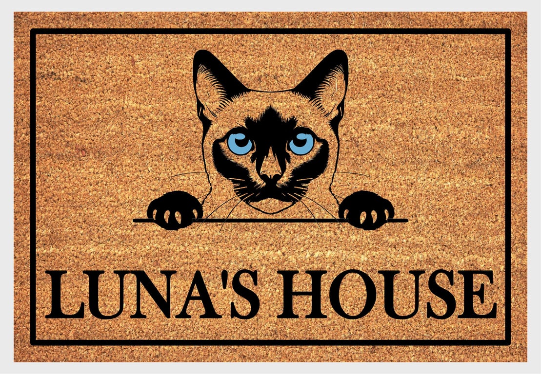 Siamese Cat Door Mat - Personalised Siamese Cat Welcome Mat - 3 Sizes