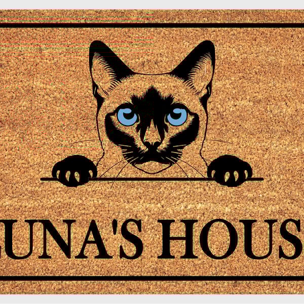 Siamese Cat Door Mat - Personalised Siamese Cat Welcome Mat - 3 Sizes