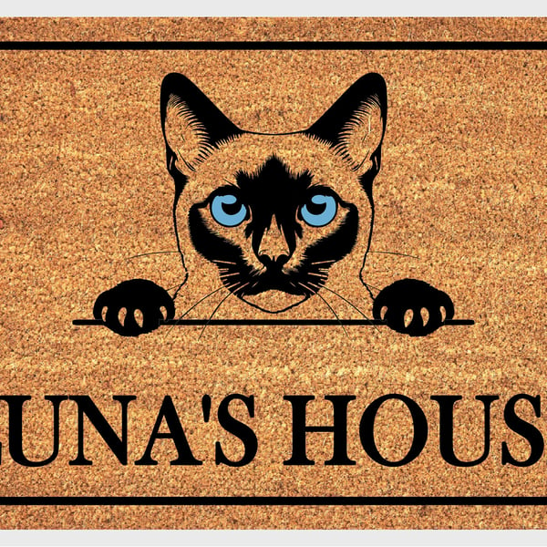 Siamese Cat Door Mat - Personalised Siamese Cat Welcome Mat - 3 Sizes