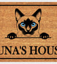 Siamese Cat Door Mat - Personalised Siamese Cat Welcome Mat - 3 Sizes
