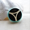 SALE - Navy and Turquoise Vintage Button Statement Pin