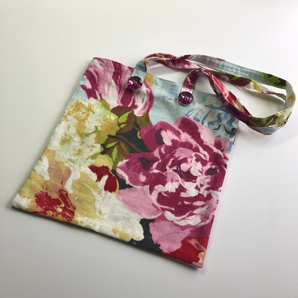 Unlined, Floral Fabric Tote Bag.