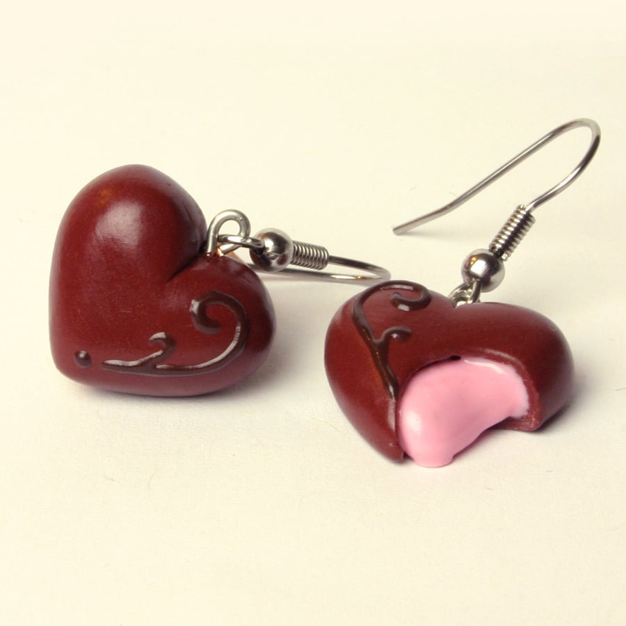  Chocolate Heart soft centre earrings