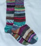 Hand-cranked Frankensox Knitted Ribbed Wool Socks Size 6 to 7 - Image 2