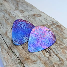 Coloured Titanium Plectrum Shaped Earrings - UK Free Post