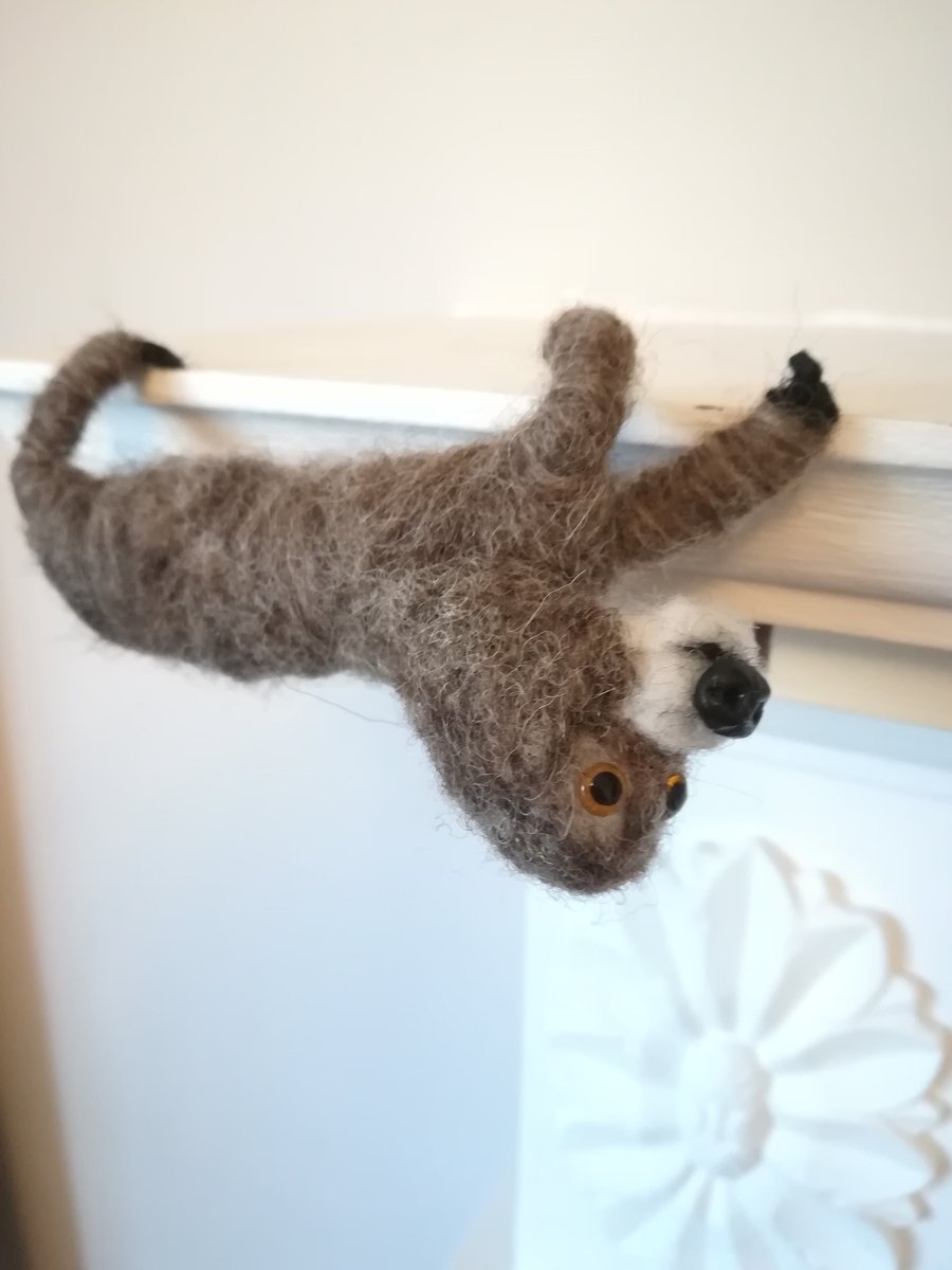Sidney sloth, character, OOAK collectable sculpture wool needle felted, fibre ar