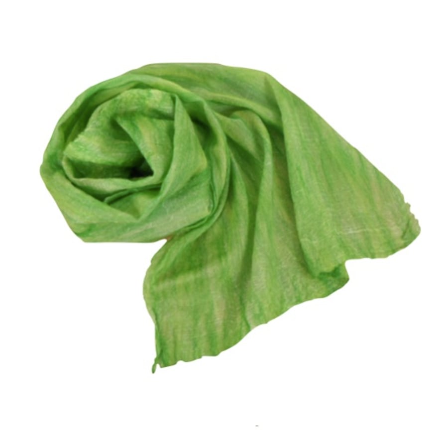 Nuno felted scarf, shades of green, gift boxed
