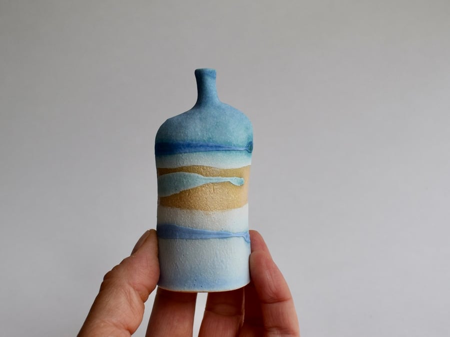 Seascape Bottle in Stoneware Ceramic