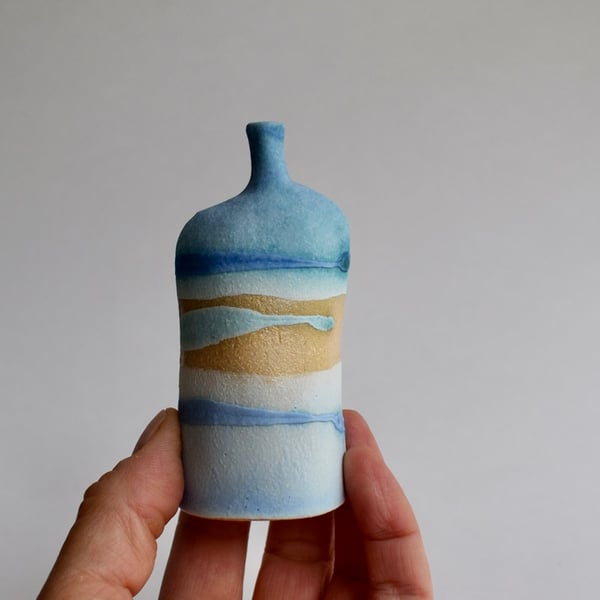 Seascape Bottle in Stoneware Ceramic