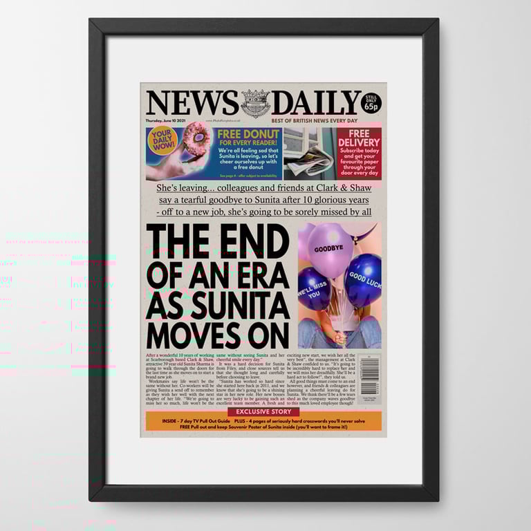 Personalised Job Leaving Gift Newspaper