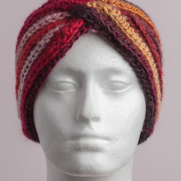 Earwarmer headband handmade crochet in variegated Autumn colours