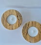 Pair of woodturned tea-light holders