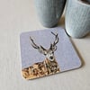Stag coaster, melamine, cork backed