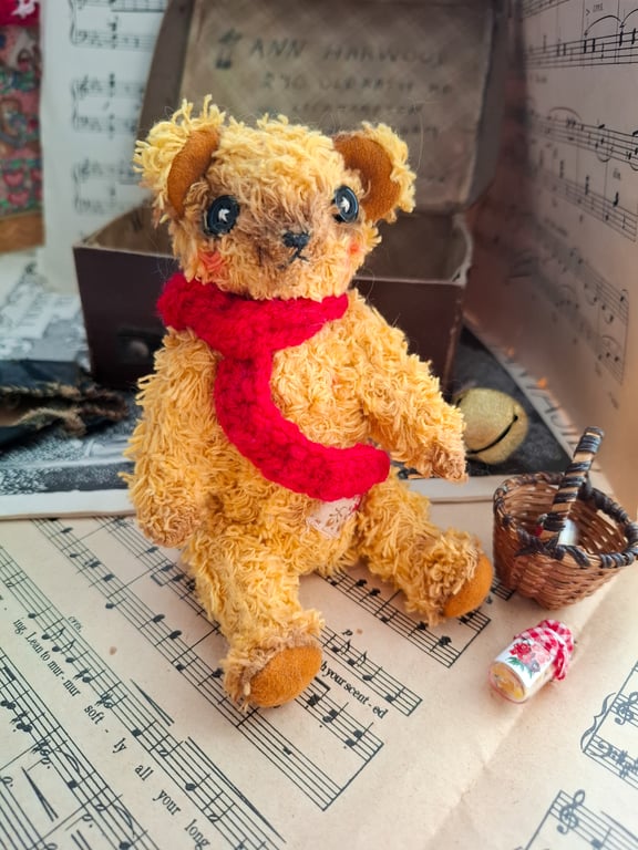 Mittens - OOAK Button Eyes Artist Teddy Bear, Handmade Artist Doll, Kawaii Plush