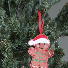 baby's first Christmas hanging gingerbread ornament