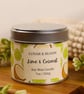 Lime and Coconut Soy Candle, Fresh Citrus Coconut Scent, Summer Candle, 200g