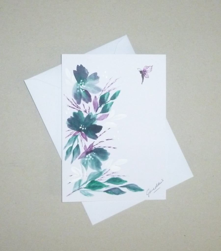 original art hand painted blank greetings card ( ref FA 143 A3 )