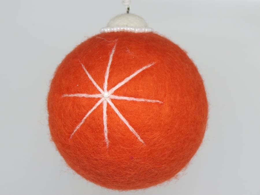 Seconds-Needle Felted Christmas Decoration- Christmas Star (Burnt Orange)