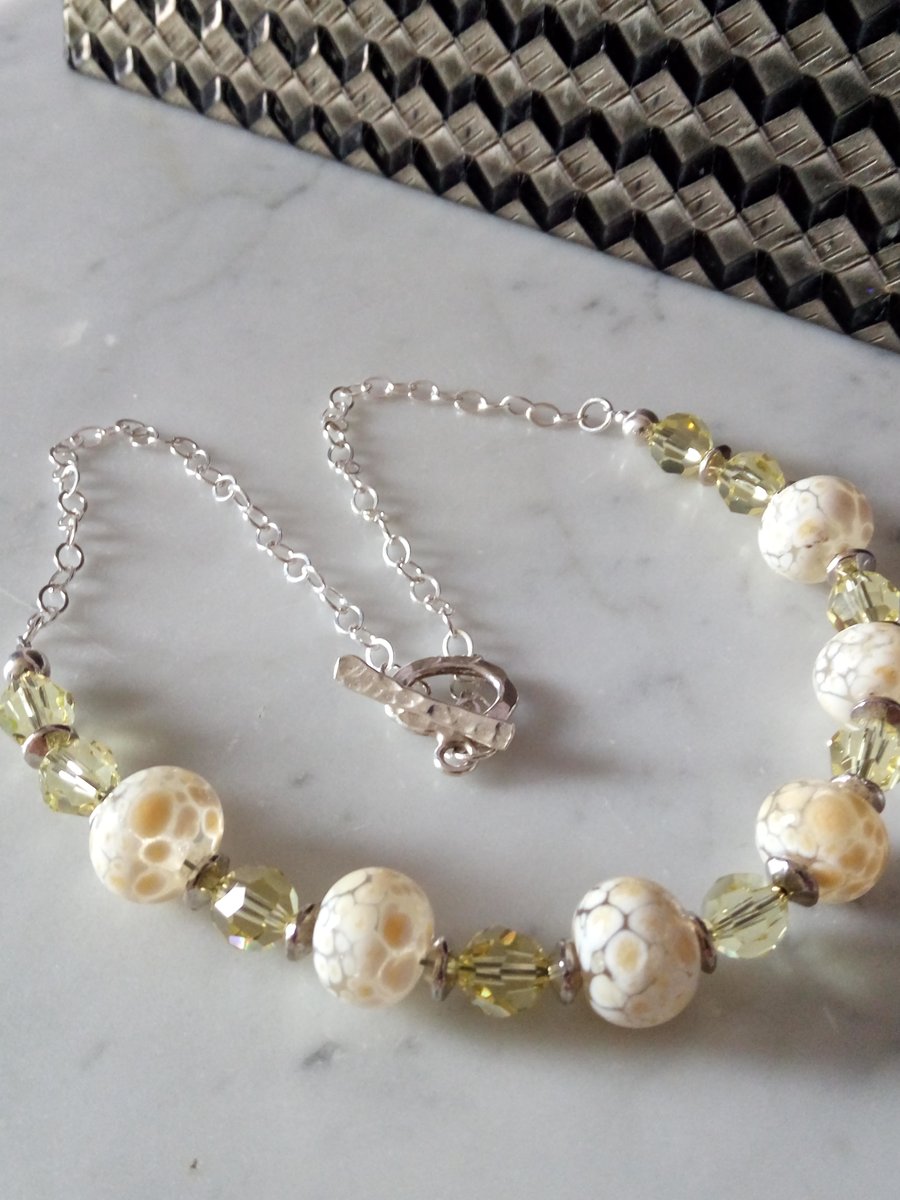 APPLE BLOSSOM LAMPWORK NECKLACE - LAMPWORK - FREE UK SHIPPING