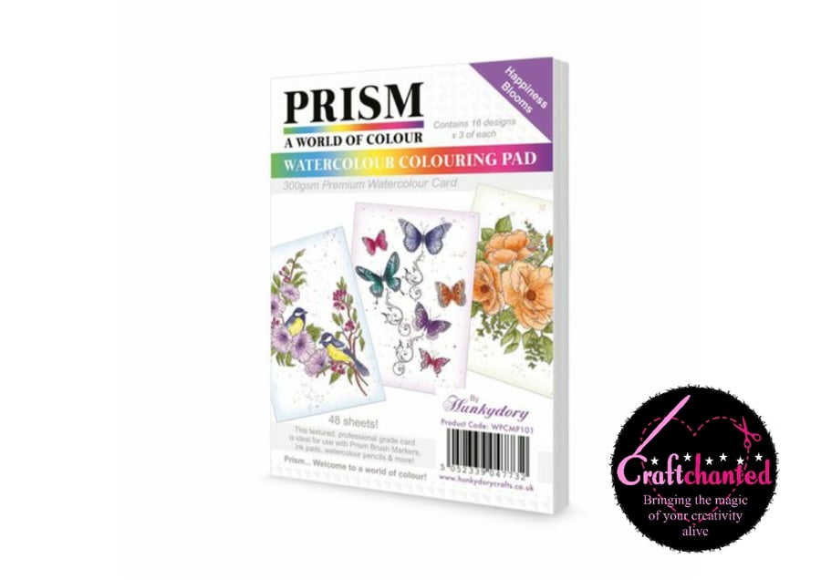Prism - Watercolour Colouring Pad - Happiness Blooms - A6 - 300gsm - 48 Sheets