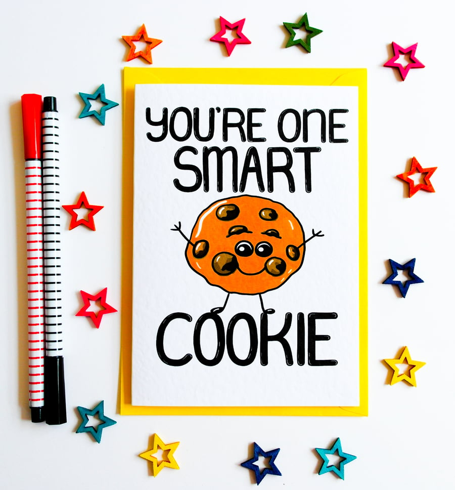 You're One Smart Cookie Exam Results Card, Punny Graduation Card