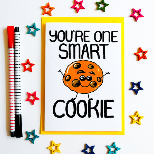 You're One Smart Cookie Exam Results Card, Punny Graduation Card